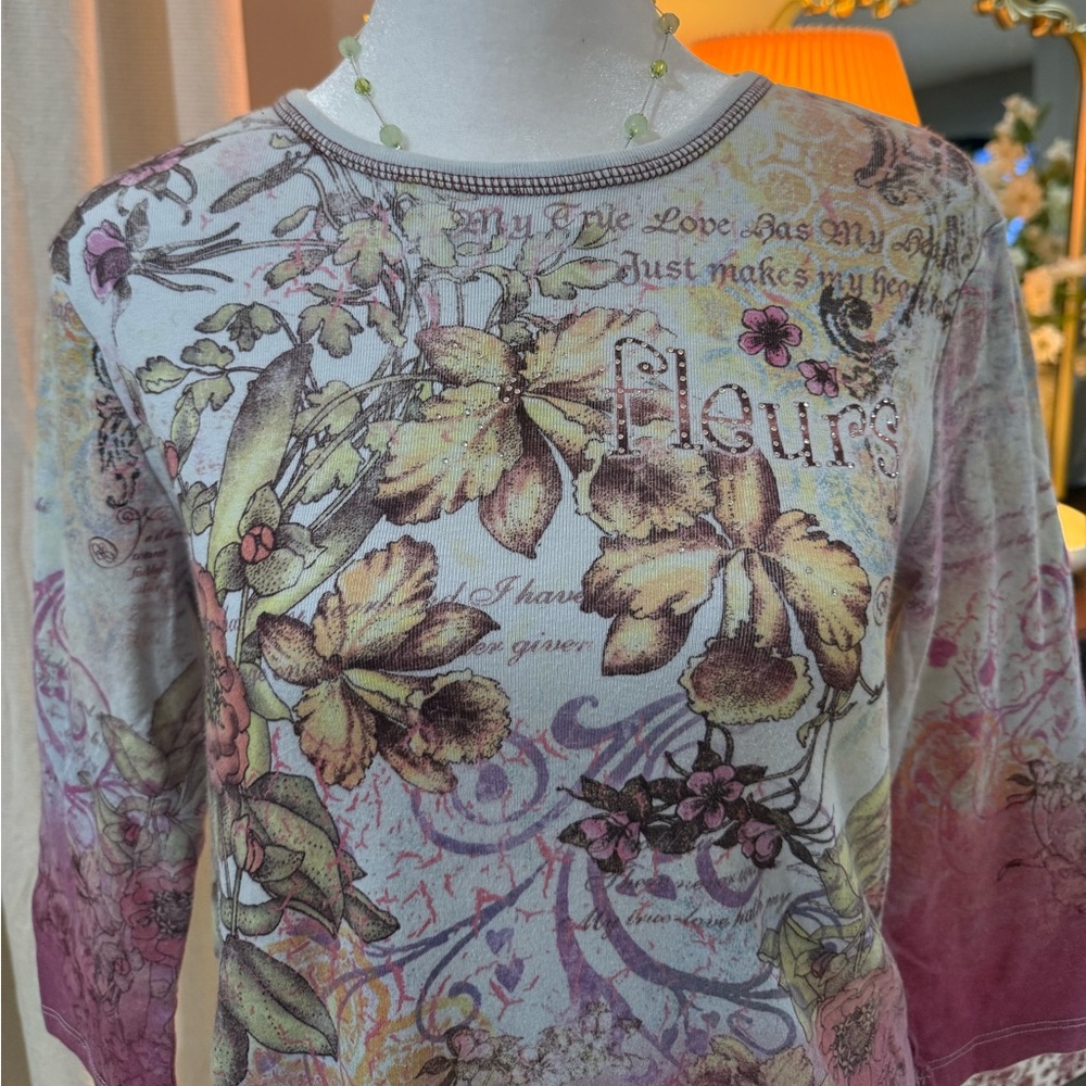 Christopher & Banks Pink Floral Long Sleeve Top - Picture 2 of 7